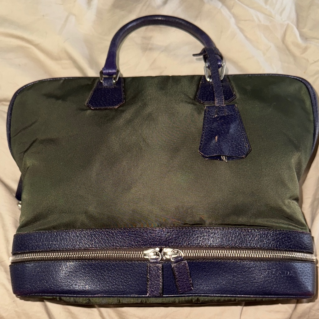Prada Nylon And Leather People And Green Handbag
